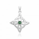 Celtic Quaternary knot Silver Pendant with Gemstone