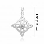 Celtic Quaternary knot Silver Pendant with Gemstone