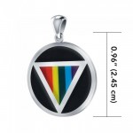 Rainbow Triangle in Circle Silver Pendant
