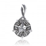 Silver Compass Slider Pendant with Gemstone