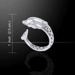 Celtic Accent Dolphin Sterling Silver Wrap Bague