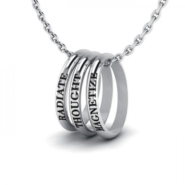 Empowering Words Radiate,Thought,Magnitize Silver Ring Set