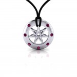Sexy Witch Seven Pointed Star with Gemstones Silver Pendant Set