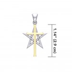 Cross Over Pentacle Silver and 14K Gold Vermeil Pendant