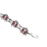 Inlaid Ladybug Silver Bracelet