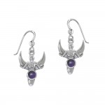 Goddess with Crescent Moon Silver Earrings with Gemstone
