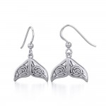 Celtic Knotwork Whale Tail Silver Earrings