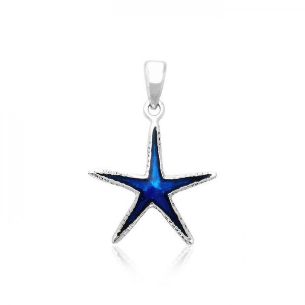Inlaid Starfish Silver Pendant