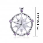 Compass with Gemstone Silver Pendant