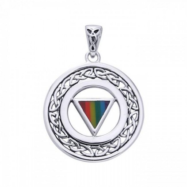 See the rainbow as it flows endlessly ~ Celtic Knotwork Sterling Silver Rainbow LGBTQ Pride Pendant Jewelry
