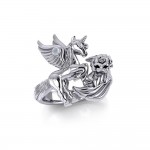 Enchanted Sterling Silver Mythical Unicorn Ring with Gemstone