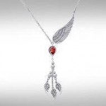Toucher doux par les ailes d’un ange ~ Collier de bijoux en argent sterling avec pierre précieuse