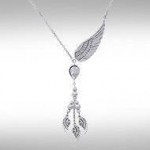 Gentle touch by the Wings of an Angel ~Sterling Silver Jewelry Necklace with Gemstone