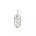 Worthy of the Golden Tree of Life ~ 14k Gold accent and Sterling Silver Jewelry Pendant