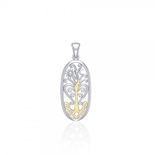 Worthy of the Golden Tree of Life ~ 14k Gold accent and Sterling Silver Jewelry Pendant
