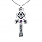 Handcrafted Silver Celtic Knot Pentagram Ankh pendant