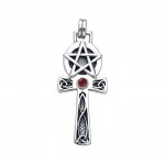 Pendentif Silver Celtic Knot Pentagram Ankh fabriqué à la main
