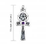 Pendentif Silver Celtic Knot Pentagram Ankh fabriqué à la main