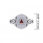 Silver Celtic Trinity Knot Ring with Inlaid Recovery Symbol
