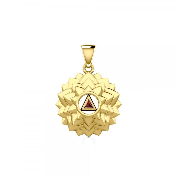 Crown Chakra with Recovery Gemstone Symbol Solid Gold Pendant