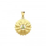 Crown Chakra with Recovery Gemstone Symbol Solid Gold Pendant