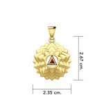 Chakra de la couronne avec récupération Symbole de pierre précieuse Pendentif en or massif