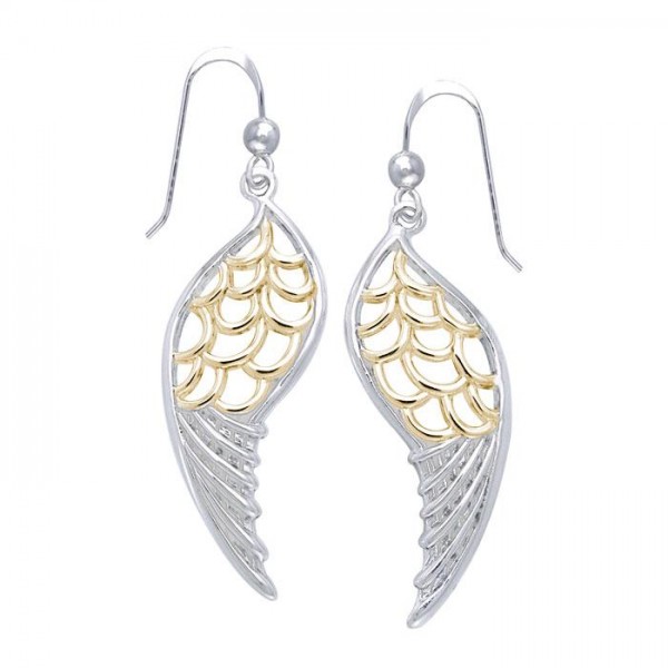 Feel the Angelbs Gentle Wings ~ Silver and Gold Jewelry Dangling Earrings