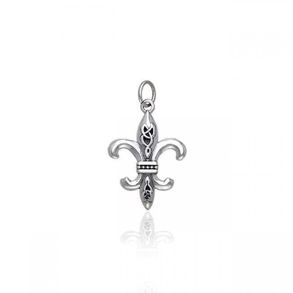 Fleur De Lis with Celtic Knot Silver Charm