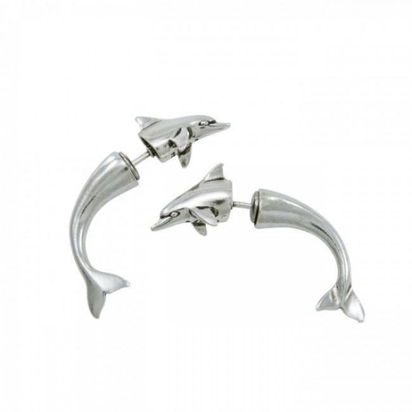 Dolphin Illusion Silver Earrings