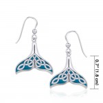 Celtic Whale Tail Silver Earrings with Enamel
