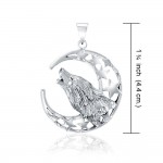 Baying wolf around the celestial beauty ~ Sterling Silver Jewelry Pendant