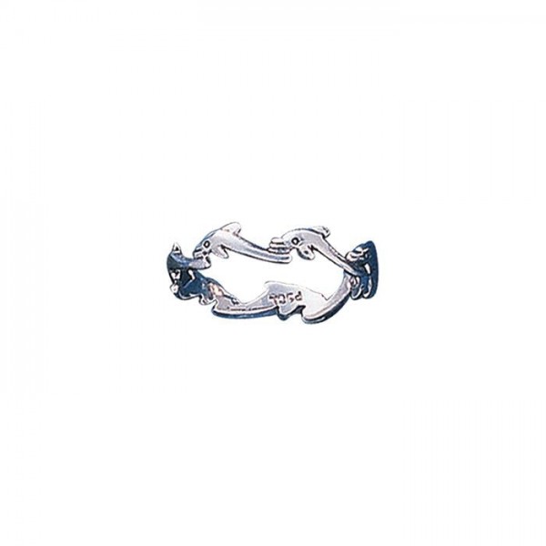 Silver Dolphin Link Ring