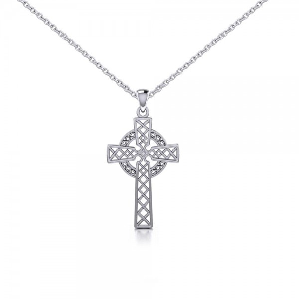 Silver Hollow Celtic Cross Pendant and Chain Set
