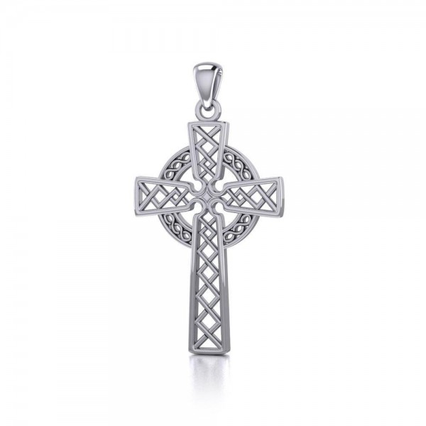 Modern Celtic Cross Silver Pendant