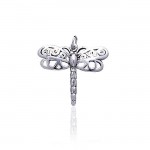 Large Silver Dragonfly Charm