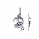 Hummingbird Suspended in Flight and Sweet Flowers Nectar Shimmering in Sterling Silver Charm