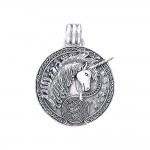 Silver Celtic Unicorn Enamel Pendant