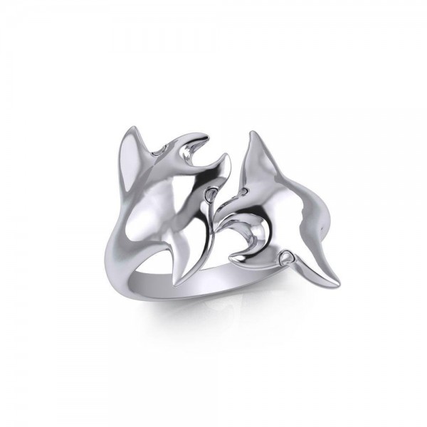Double Bague Manta Ray Argent
