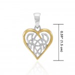 Celtic Knot Heart Silver and 18K Gold Accent Pendant