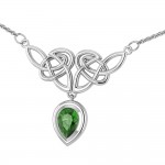 An imperishable elegance ~ Celtic Knotwork Sterling Silver Necklace with Gemstone