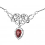 An imperishable elegance ~ Celtic Knotwork Sterling Silver Necklace with Gemstone