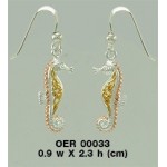 Celtic Knotwork Sterling Silver Seahorse Hook Earrings with 14k Gold and Pink accents