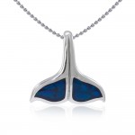 Inlaid Whale Tail Silver Pendant
