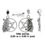 Cat Familiar Protection Pentacle Sterling Silver Pendentif
