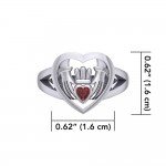Claddagh in Heart Silver Ring with Gemstone