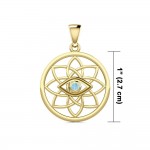 Flower of Life Eye Solid Gold Pendant with Gem