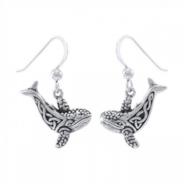 Celtic Knots Whale Silver Earrings