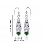 Celtic Knotwork Silver Shamrock Earrings with Heart Gemstone