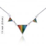 Rainbow Triangles Silver Necklace