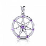 Elven Star with Gems Silver Pendant